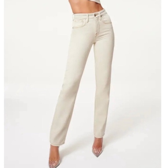 Good American Good 90’s Icon Straight Leg Jeans in Bone001 NWT - Picture 1 of 16